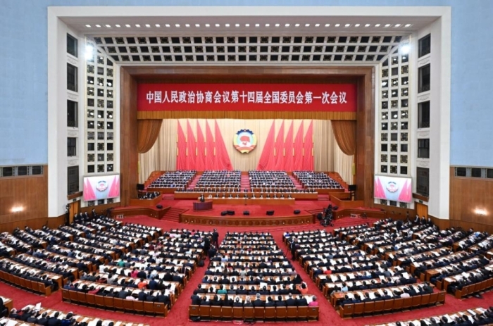 3月4日，中国人民政治协商会议第十四届全国委员会第一次会议在北京人民大会堂开幕。新华社记者 翟健岚 摄